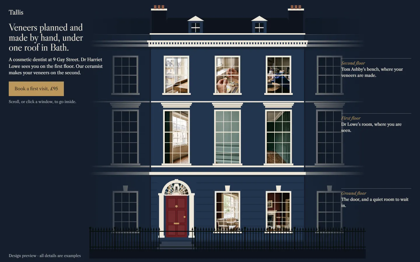 The Tallis house drawn in Prussian blue