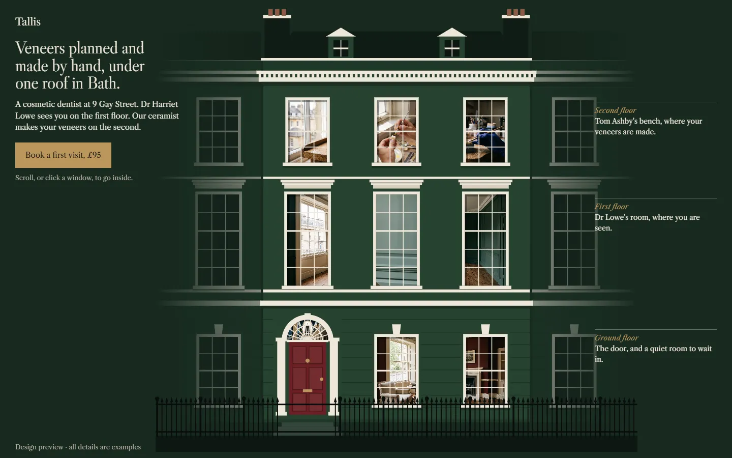 The Tallis house before scrolling