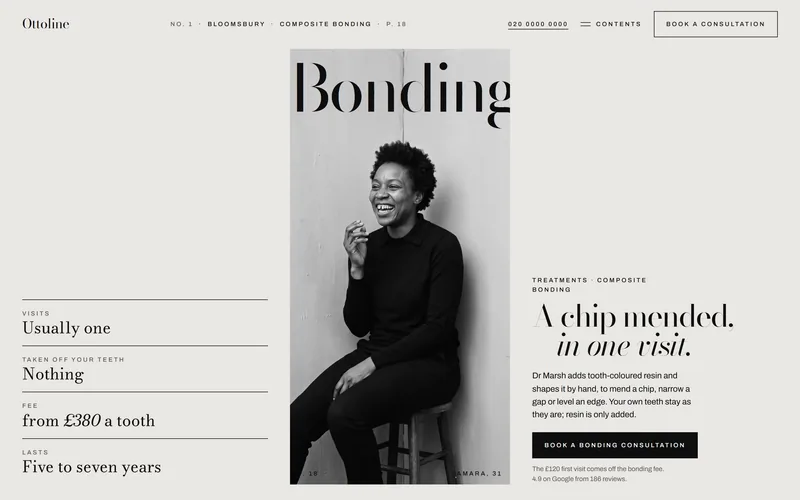 Ottoline's bonding page: a magazine cover, the word Bonding over a portrait